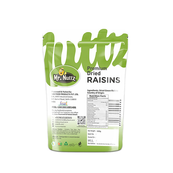 Mr. Nuttz Green Raisins Pouch Yum Yum
