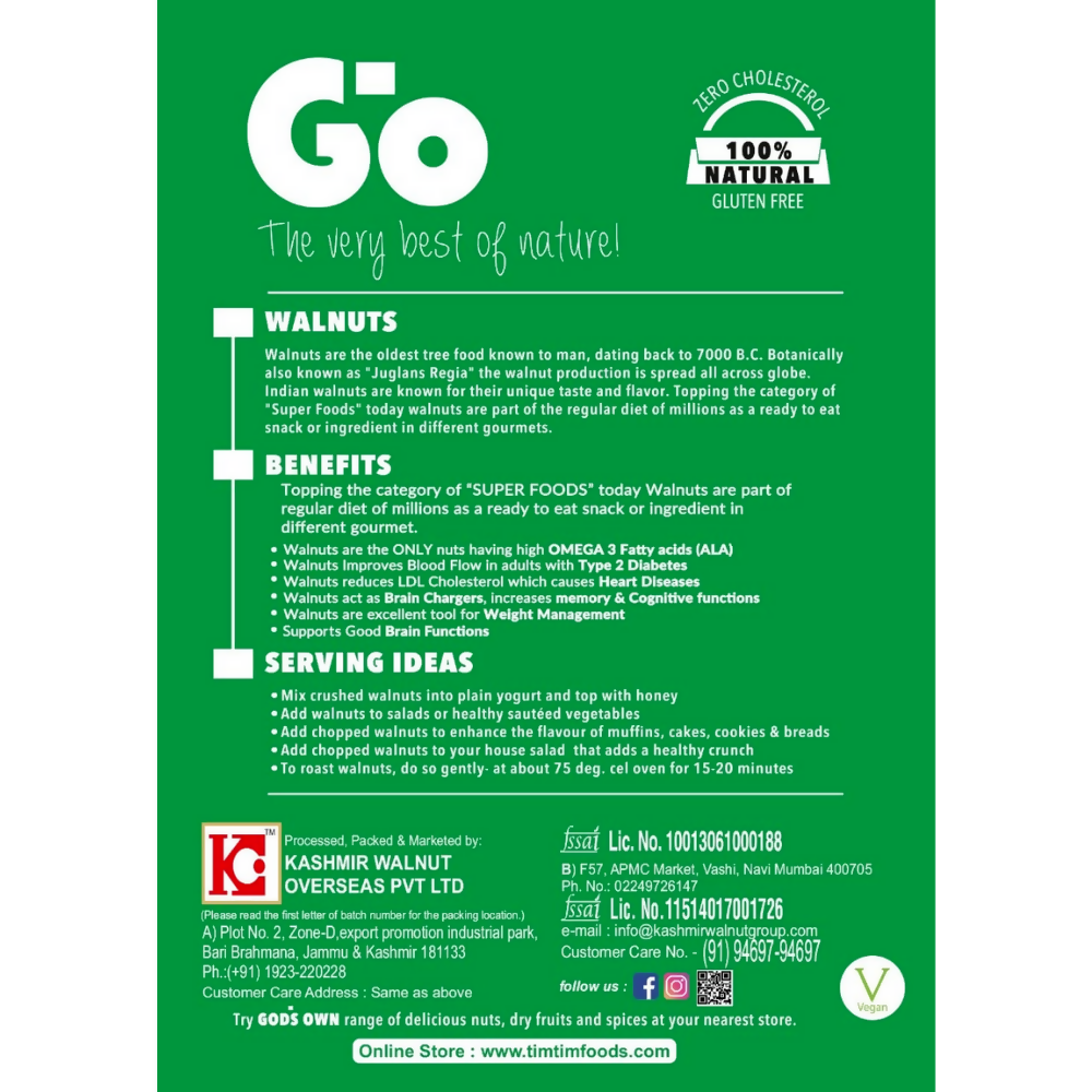 Go Kashmiri Extra Light Broken Walnut Kernels Without Shells Go