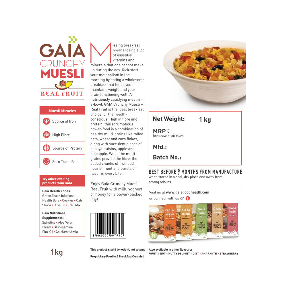 Gaia Crunchy Muesli–Real Fruit Gaia