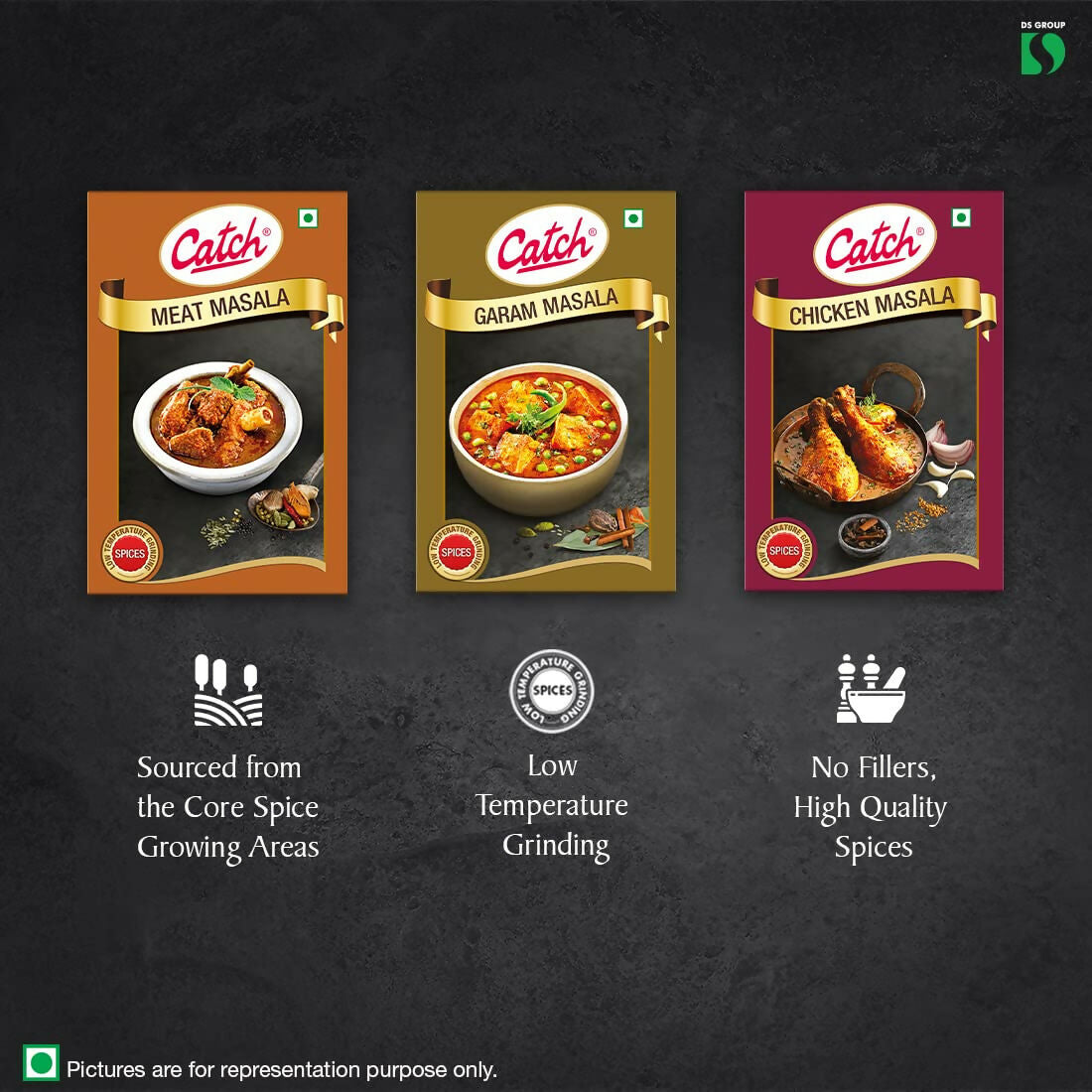 Catch Masala & Spices - Meat Masala 100 gms + Chicken Masala 100 gms + Garam Masala 100 gms Catch