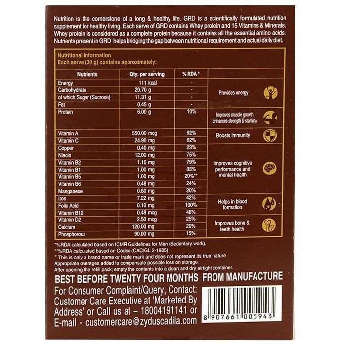 GRD Whey Protein Powder with Vitamins & Minerals - Chocolate Flavor Generic