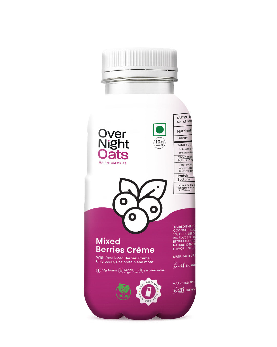 OverNightOats Vegan Mixed Berries Crème Oatmeal OverNightOats