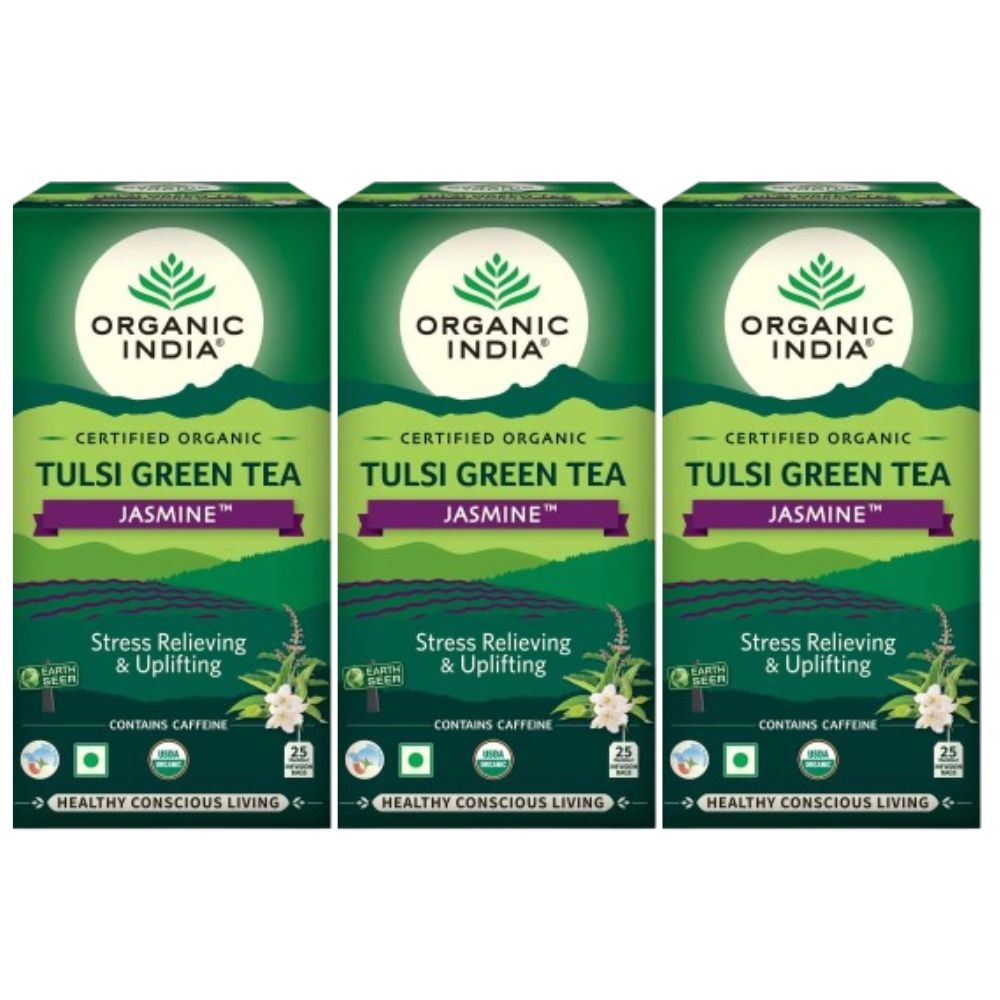 Organic India Tulsi Green Tea Jasmine 25 Tea Bags - Safuron
