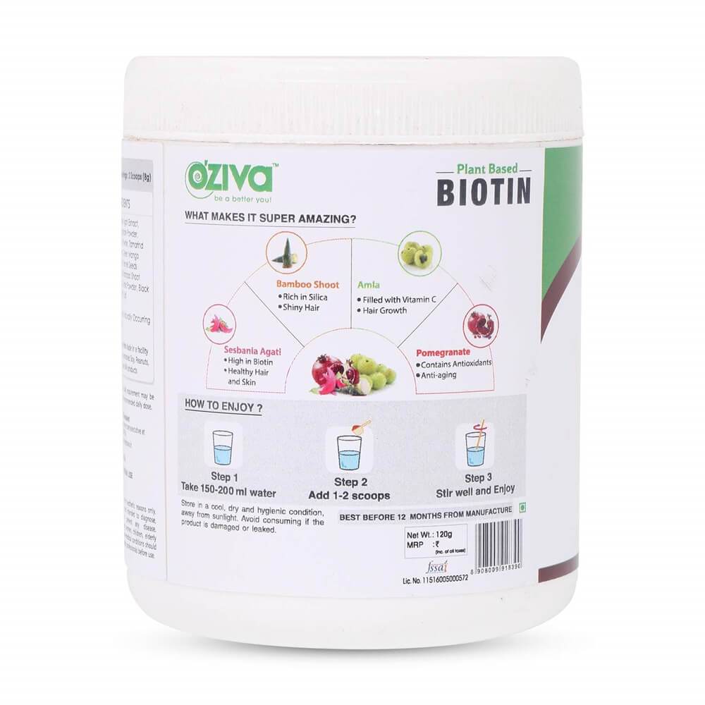 OZiva Plant Based Biotin (10,000+ mcg) OZiva