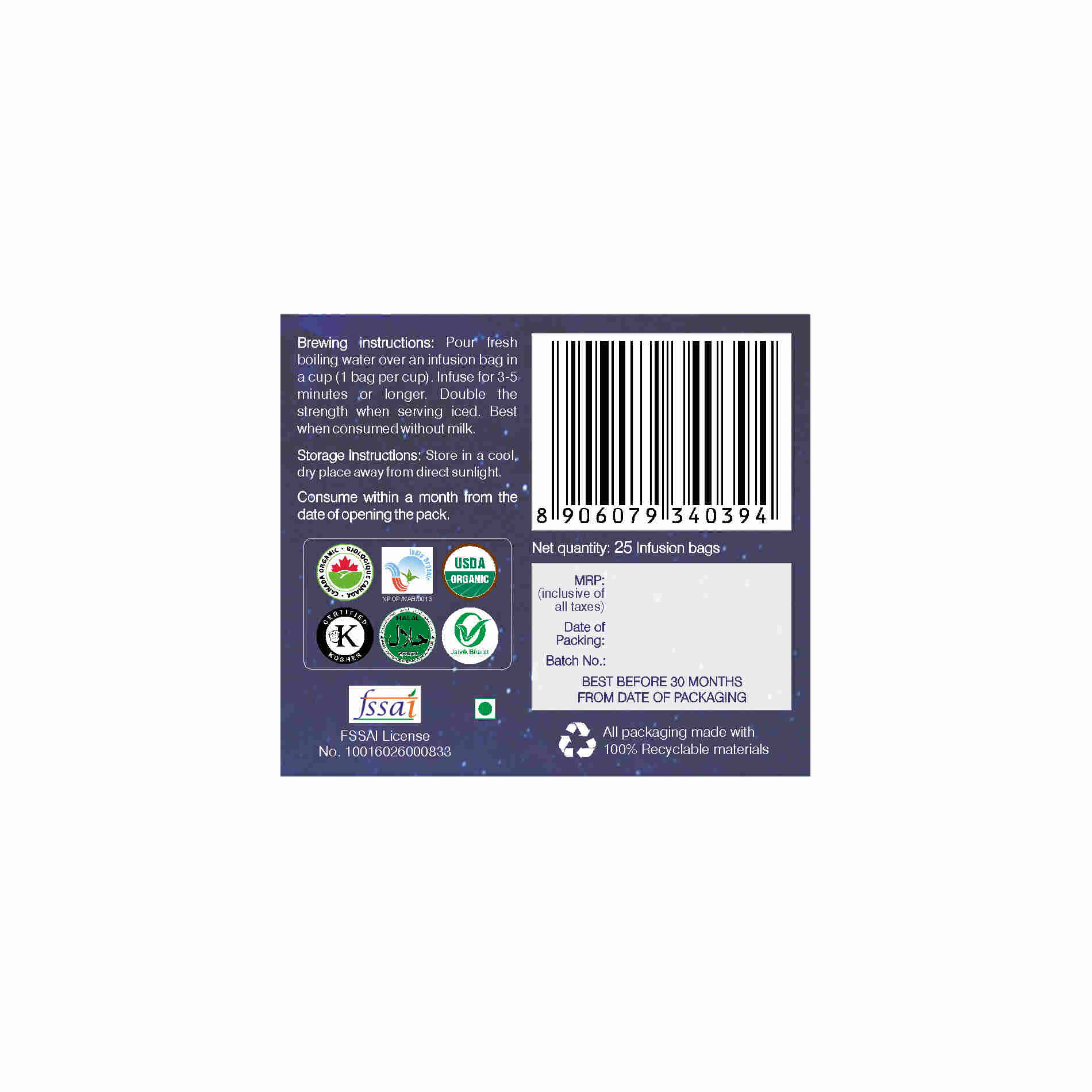 Organic Wellness Om Shanti Teabags Organic Wellness