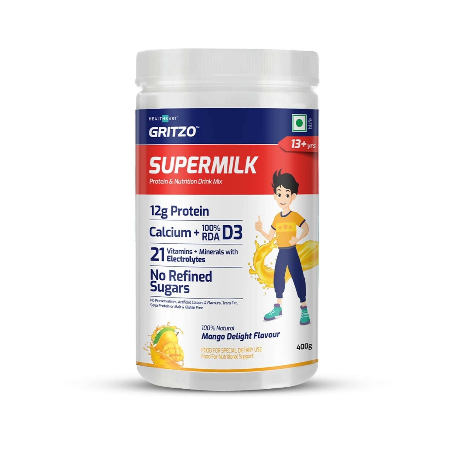 Gritzo Supermilk Powder 13+Y (Teen Athletes), Health Drink For Kids - Safuron