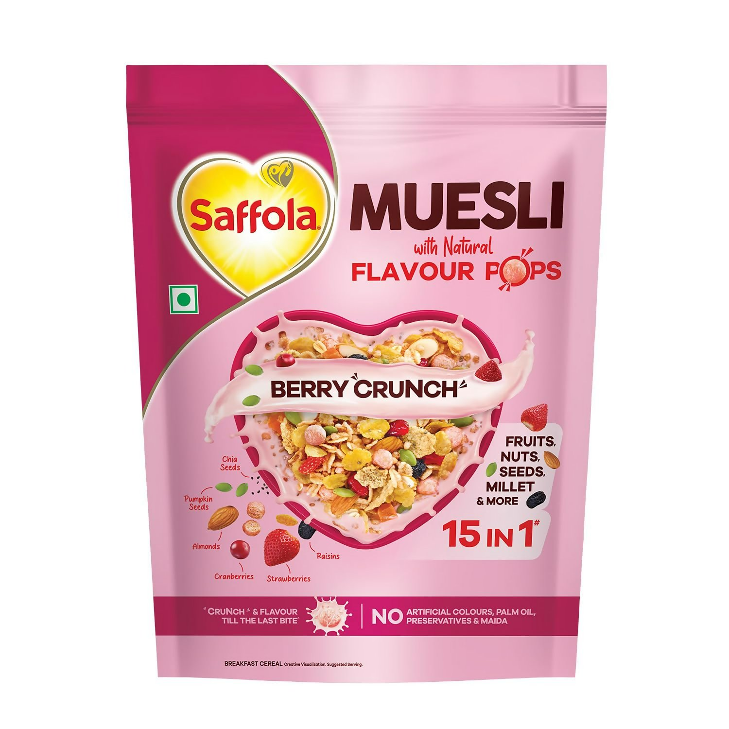 Saffola Muesli Fruit & Nut Berry Crunch with Flavour Pops - Safuron