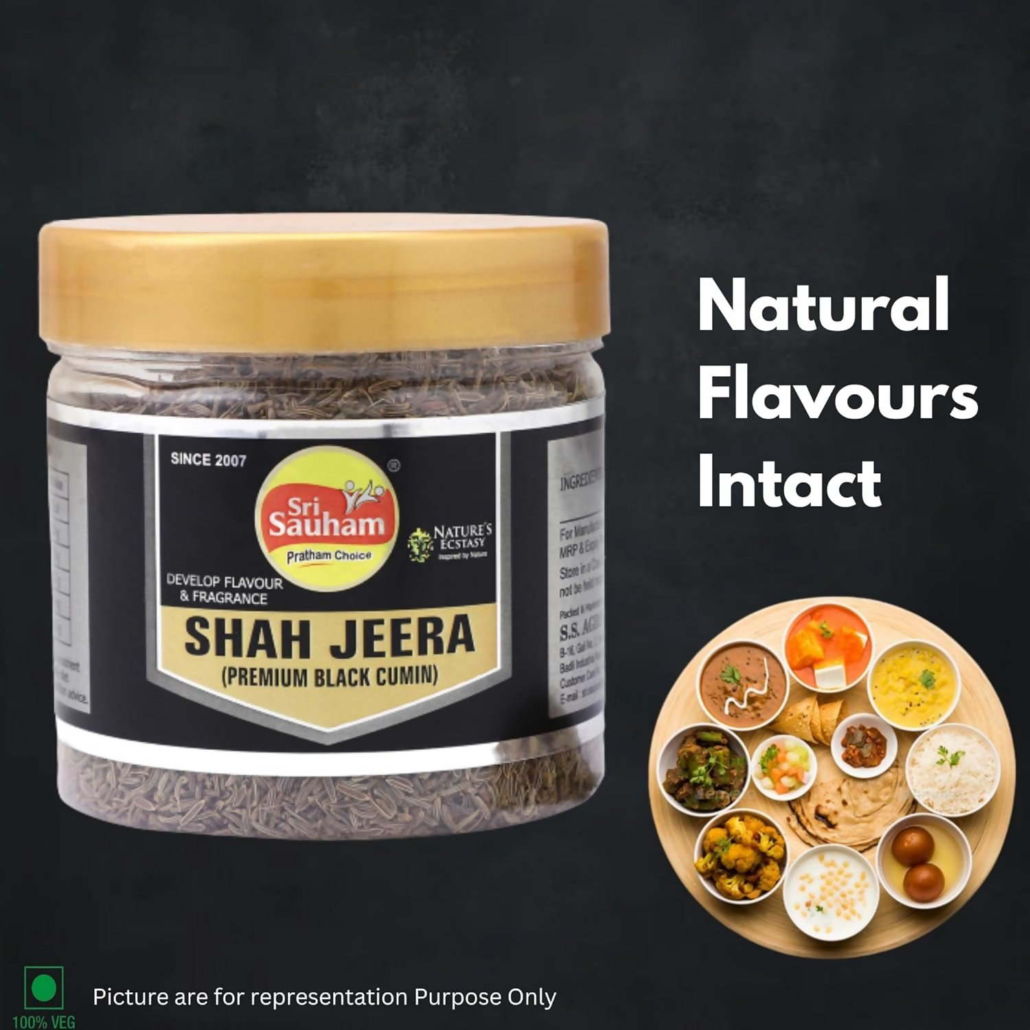 Sri Sauham Premium Spices - 100% Natural Shahi Jeera (Caraway Seeds) Sri Sauham