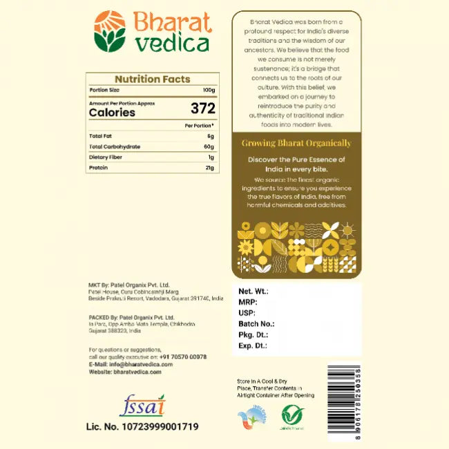 Bharat Vedica Organic Chickpea Split - Organic Chana Dal Bharat Vedica