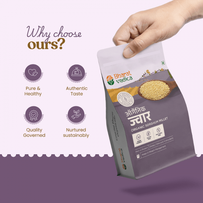 Bharat Vedica Organic Sorghum Millet - Organic Jowar Bharat Vedica