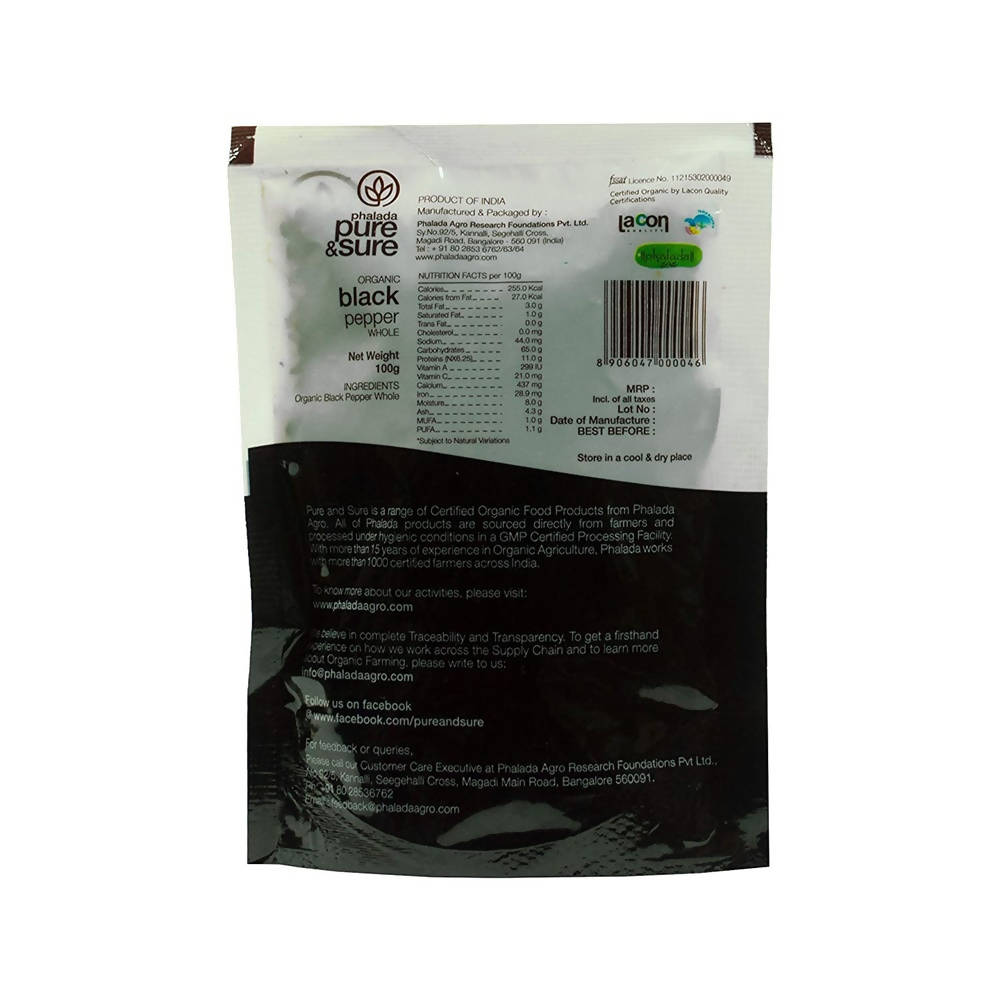 Pure & Sure Organic Whole Black Pepper Whole Pure & Sure