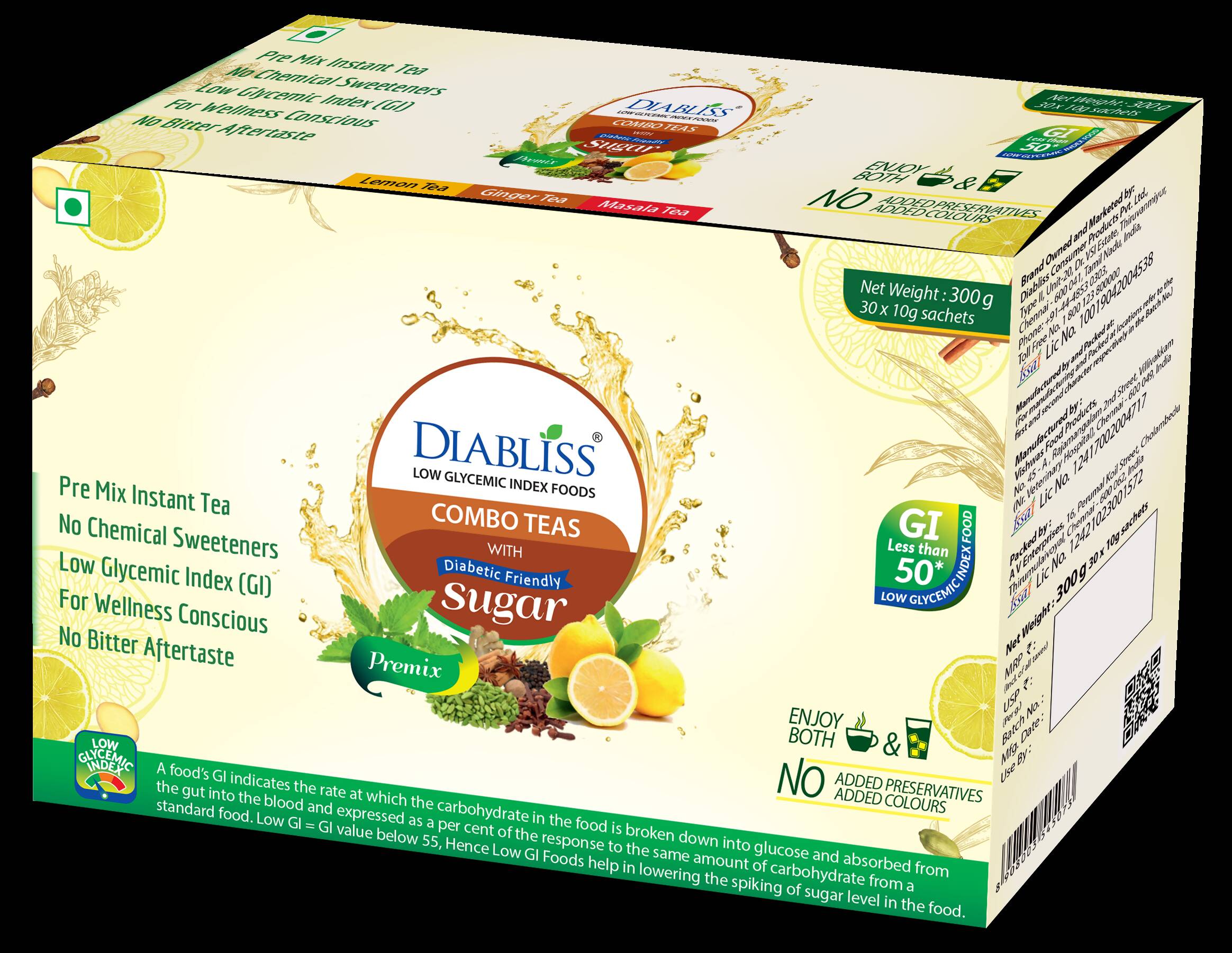Diabliss Combo Teas with Diabetic Friendly Sugar Diabliss