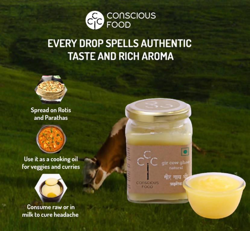 Conscious Food A2 Gir Cow Ghee (Bilona Preparation) | 100% Gir Cow Ghee | Homemade & Organic Ghee Conscious Food