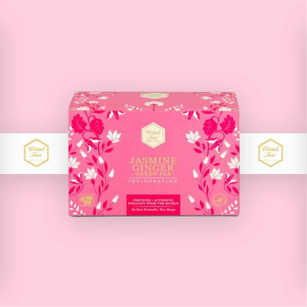 Mittal Teas Jasmine Ginger Green Tea - Eco Friendly Bags Mittal Teas