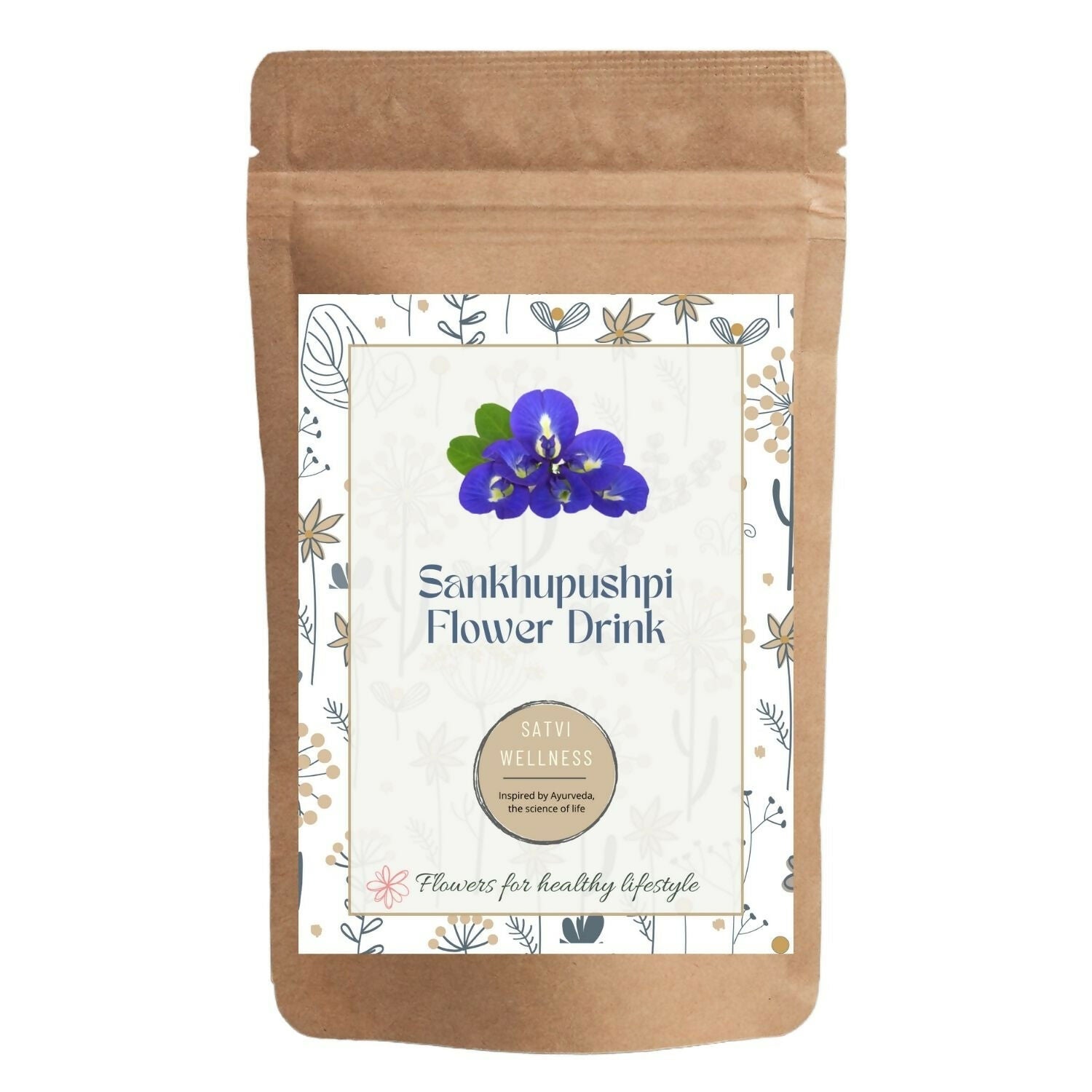 Satvi Wellness Shankhupushpi flower Tea | Blue Butterfly pea tea | Blue tea mix - Safuron