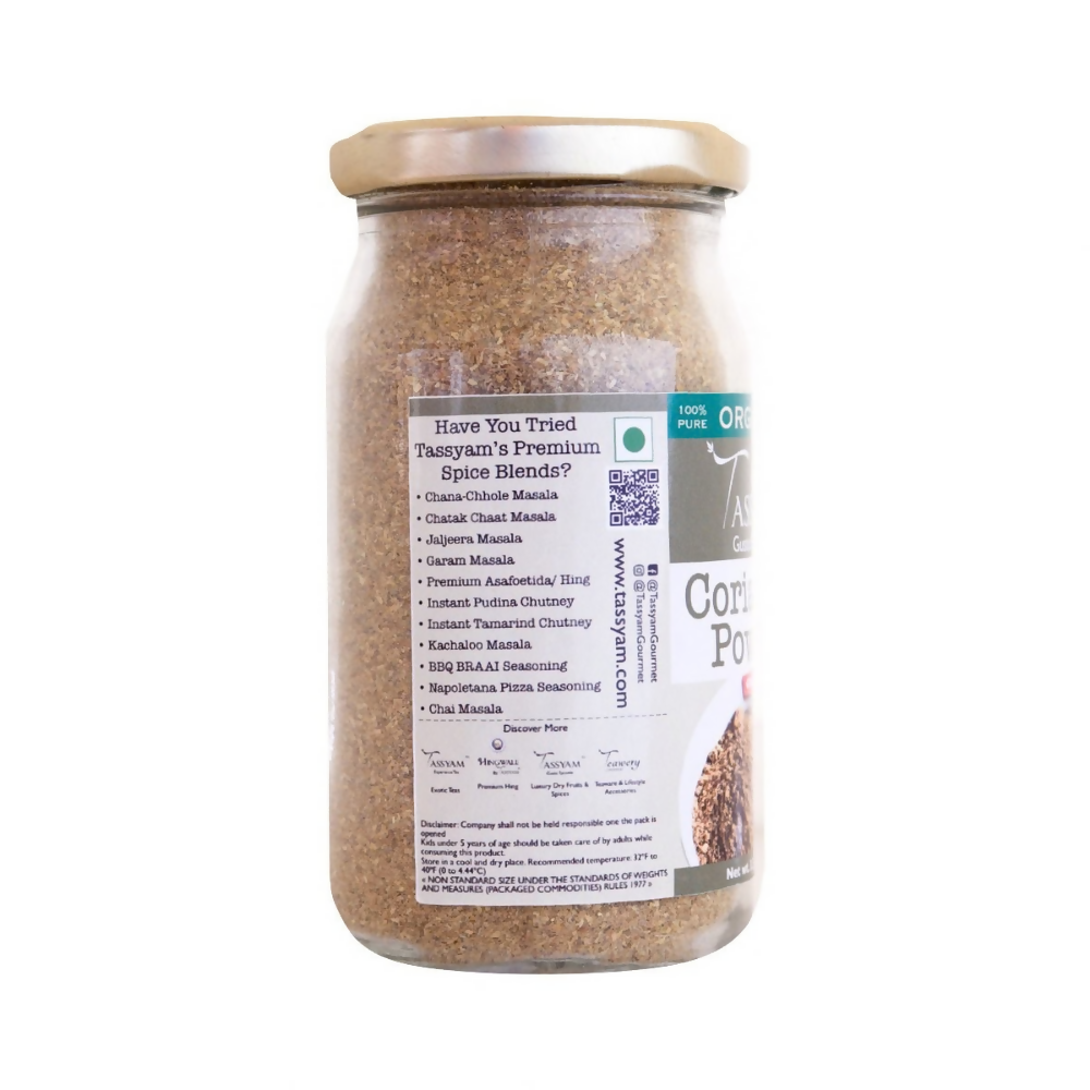 Tassyam Organics Certified 100% Organic Coriander Seeds Powder Tassyam Organics