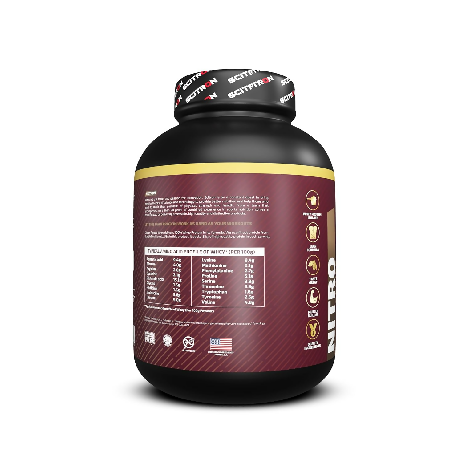 Scitron Ripped Whey Protein Powder Flavor Chocolate Fudge Brownie Scitron