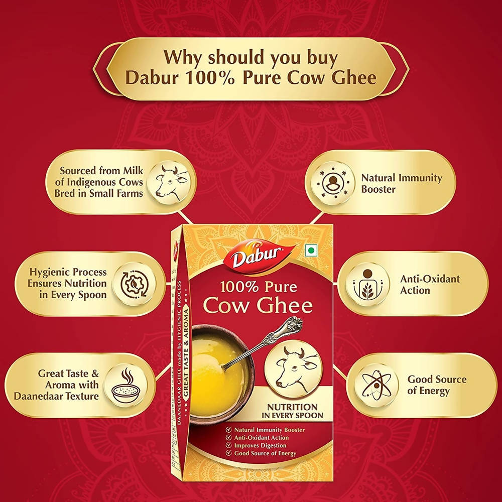 Dabur Cow Ghee | Desi Cow Milk Ghee | Made From Grass Fed Cow's Milk | Organic Ghee Dabur