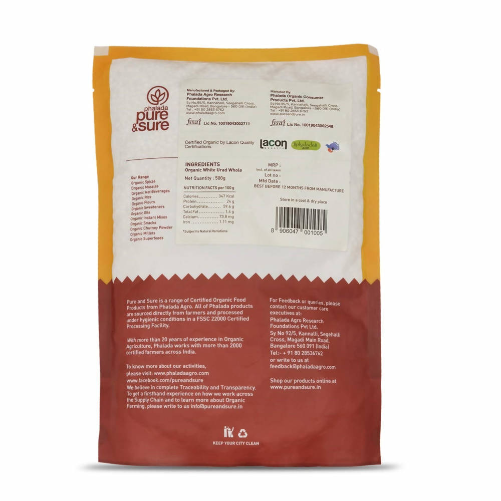 Pure & Sure White Urad Dal Whole Organic Pulses Pure & Sure