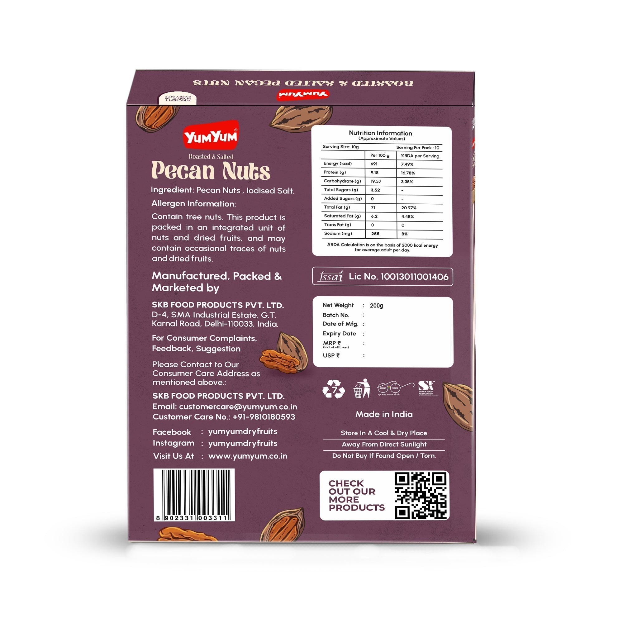 Yum Yum Roasted Pecan Nuts Box Yum Yum