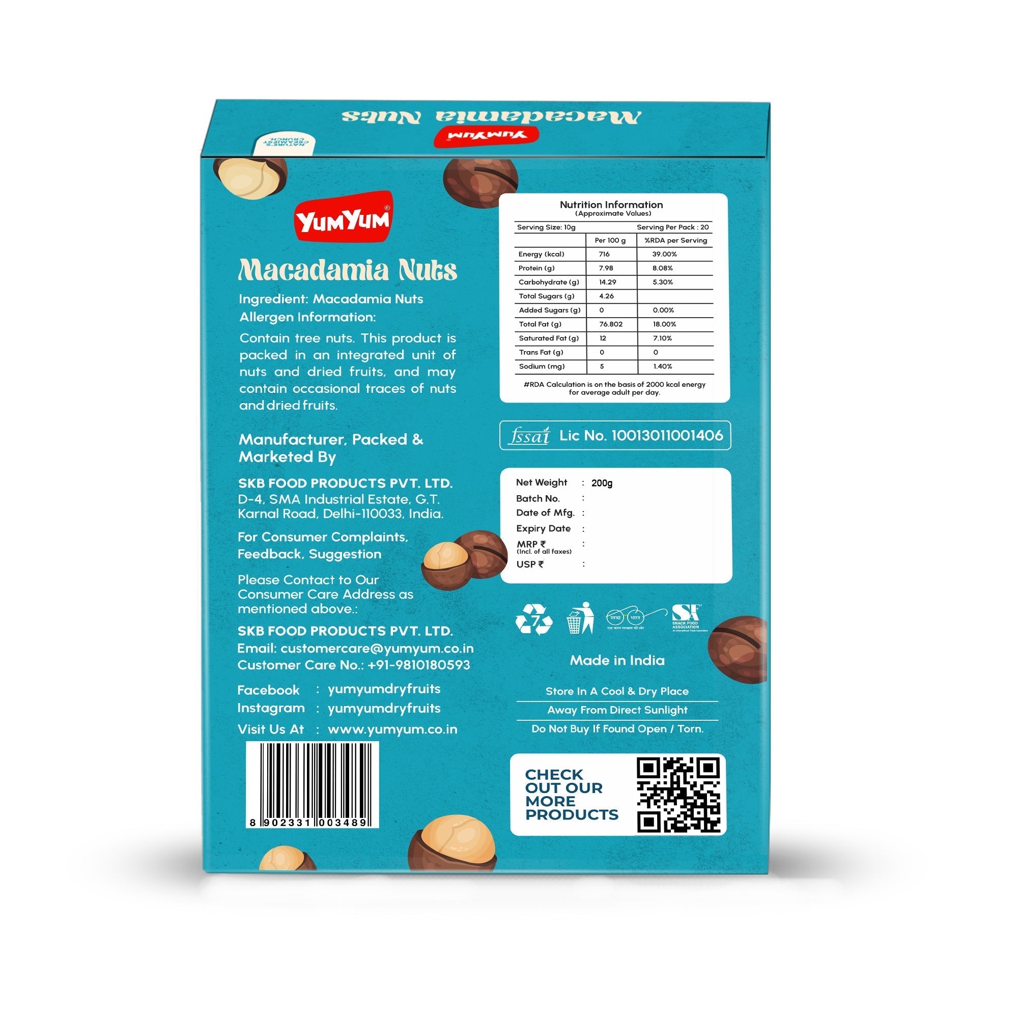 Yum Yum Premium Raw Macadamia Nuts Box Yum Yum