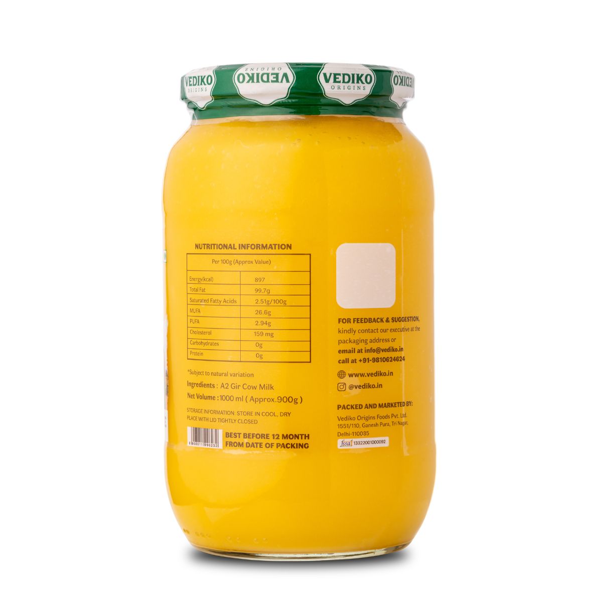 Vediko Origins A2 Gir Cow Ghee Vediko Origins