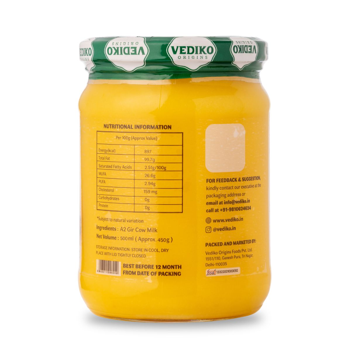 Vediko Origins A2 Gir Cow Ghee Vediko Origins