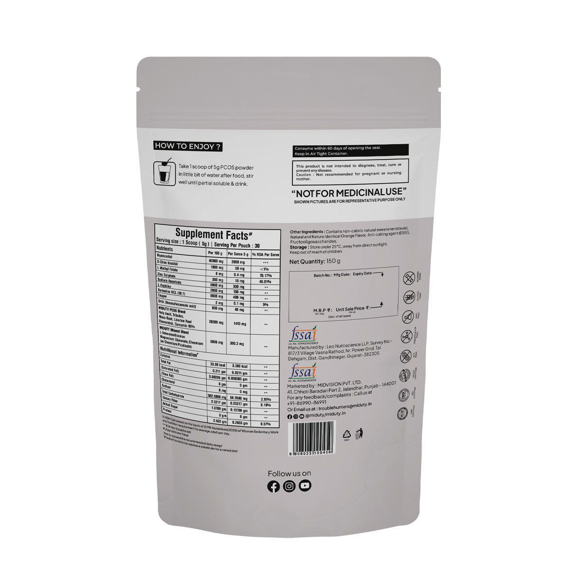 Miduty by Palak Notes PCOS Periods Fertility Powder Palak Notes
