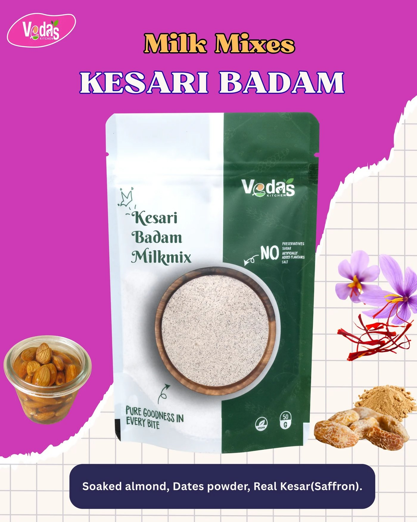Vedas Kitchen Kesari Badam Milk Mix Vedas Kitchen