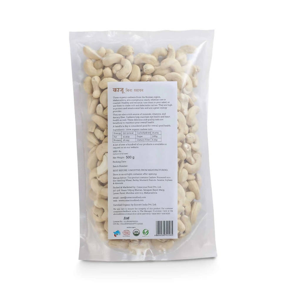 Conscious Food Organic Cashew Nuts (Kaju) Conscious Food