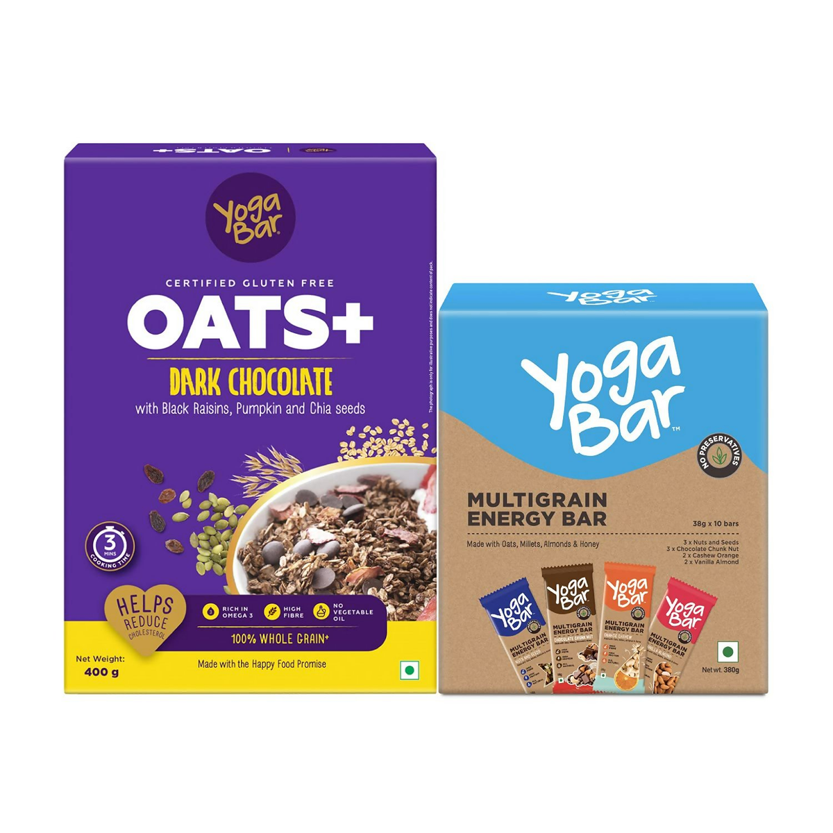 Yoga Bar Multigrain Energy Snack Bars - Dark Chocolate Flavour Premium Super Oats Combo - Safuron