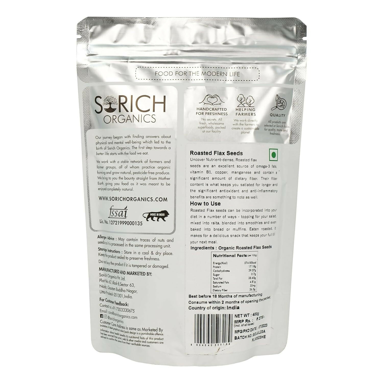 Sorich Organics Roasted Flax Seeds Sorich