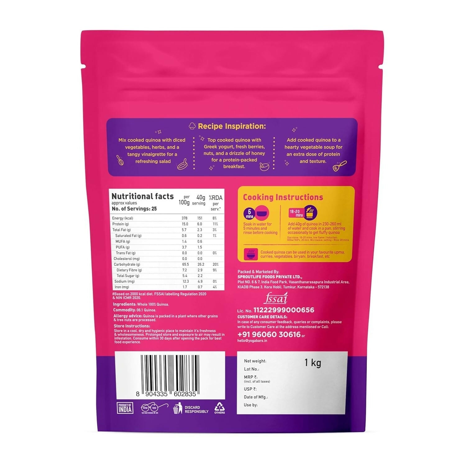 Yoga Bar Whole Quinoa Pouch Yoga Bar