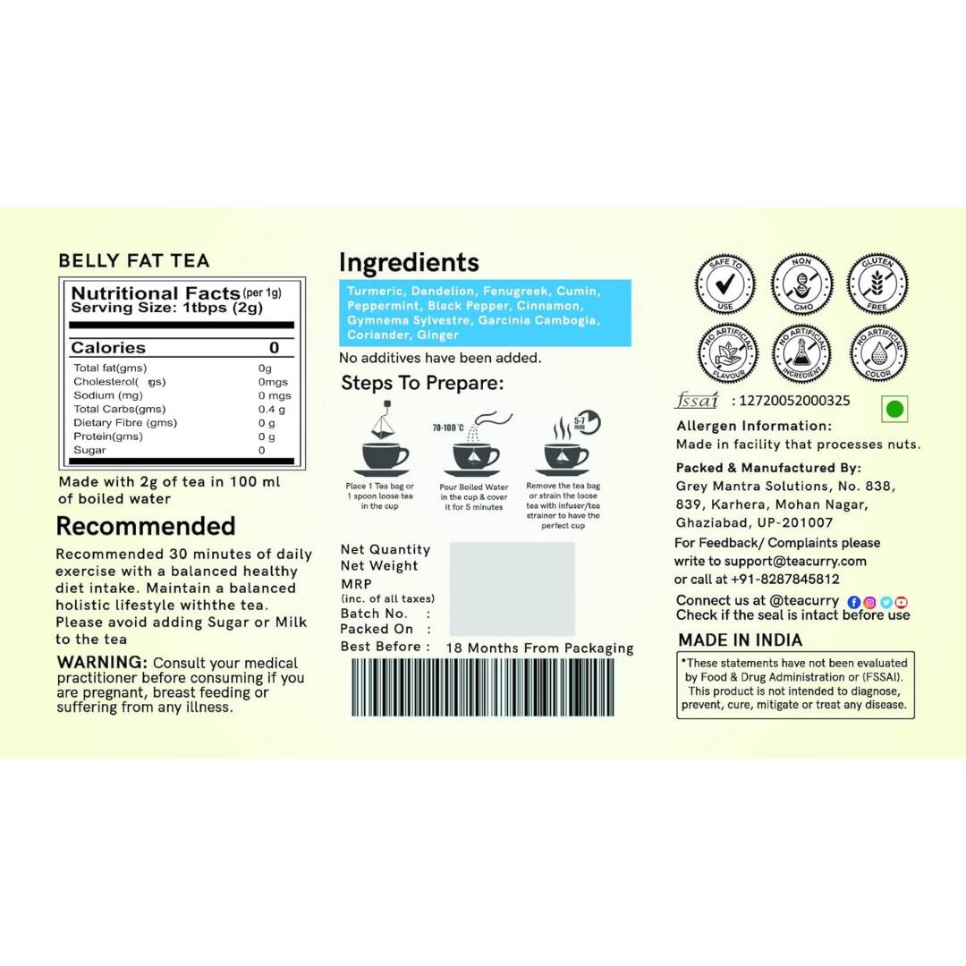 Teacurry Belly Fat Tea Bags Teacurry