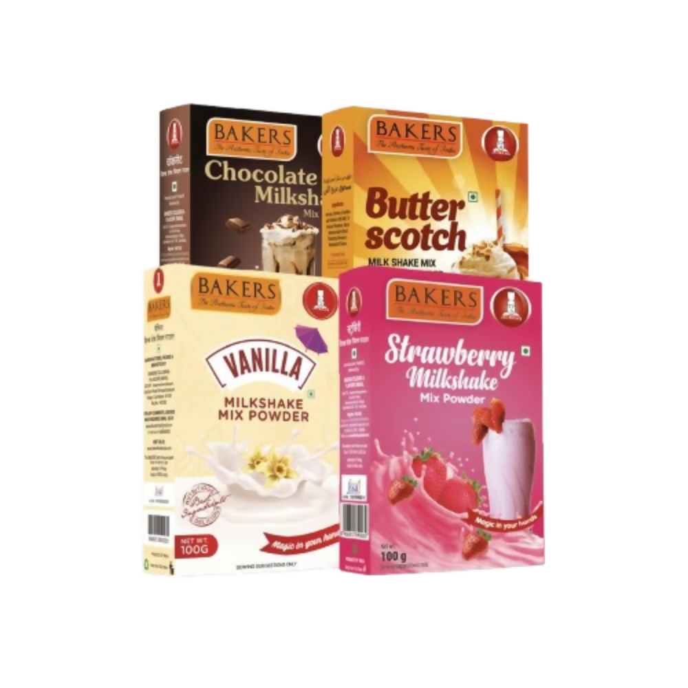 BAKERS Milk Shake Mix - Chocolate, Butterscotch, Vanilla & Strawberry - Dista