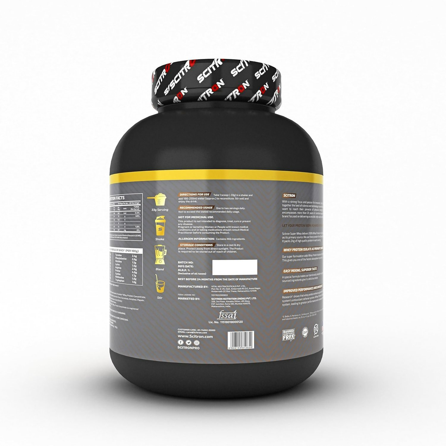 Scitron Super Whey Isolate Protein Powder - Double Rich Chocolate Scitron