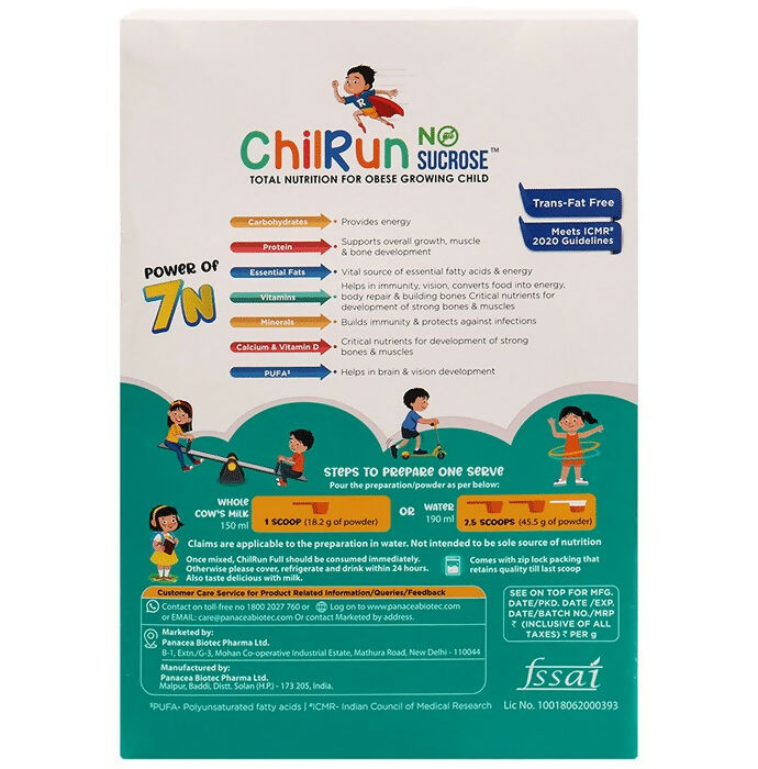 Chilrun No Sucrose 2+ Nutrition Drink For Children’s Growth and Development Vanilla Chilrun