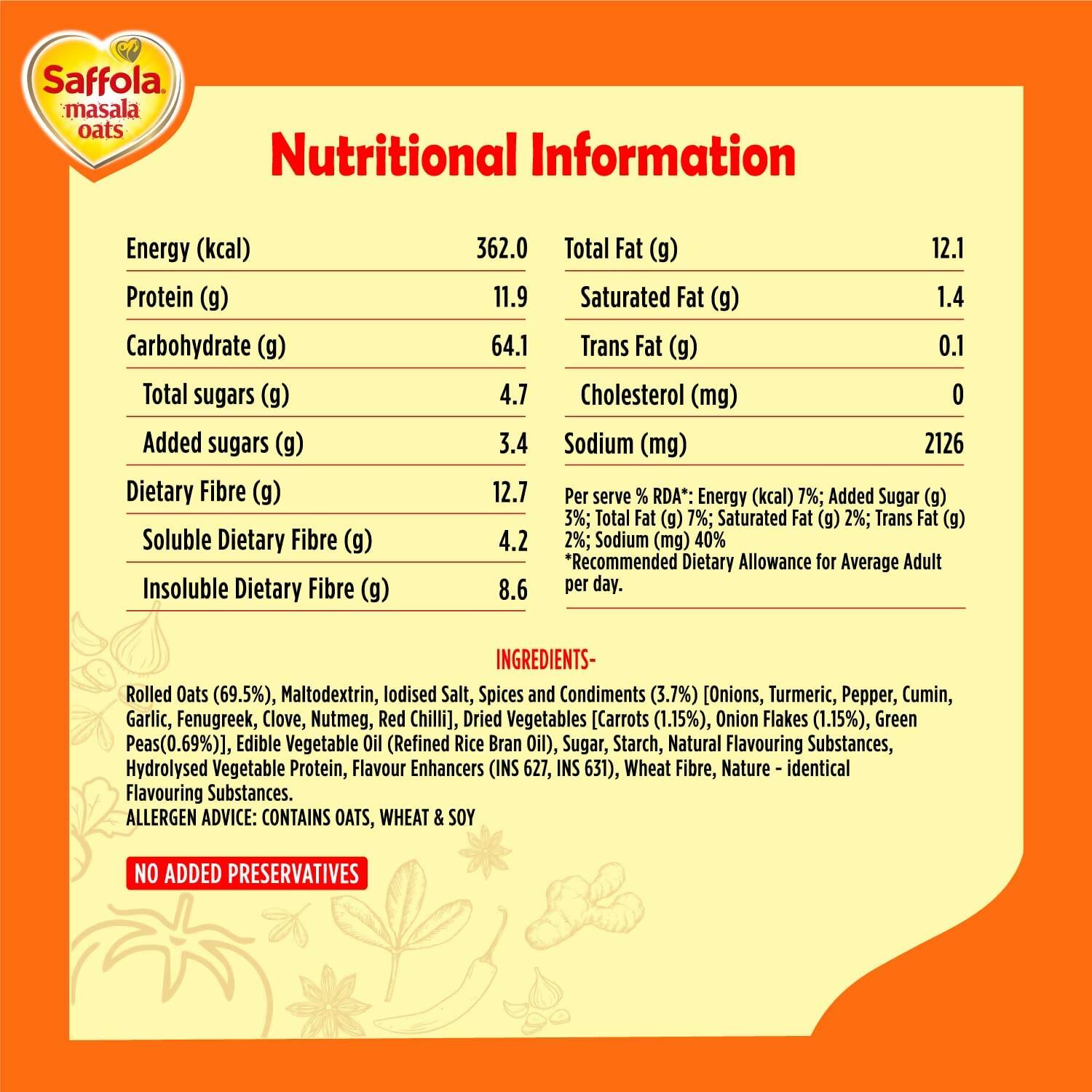 Saffola Masala Oats Classic Masala Saffola
