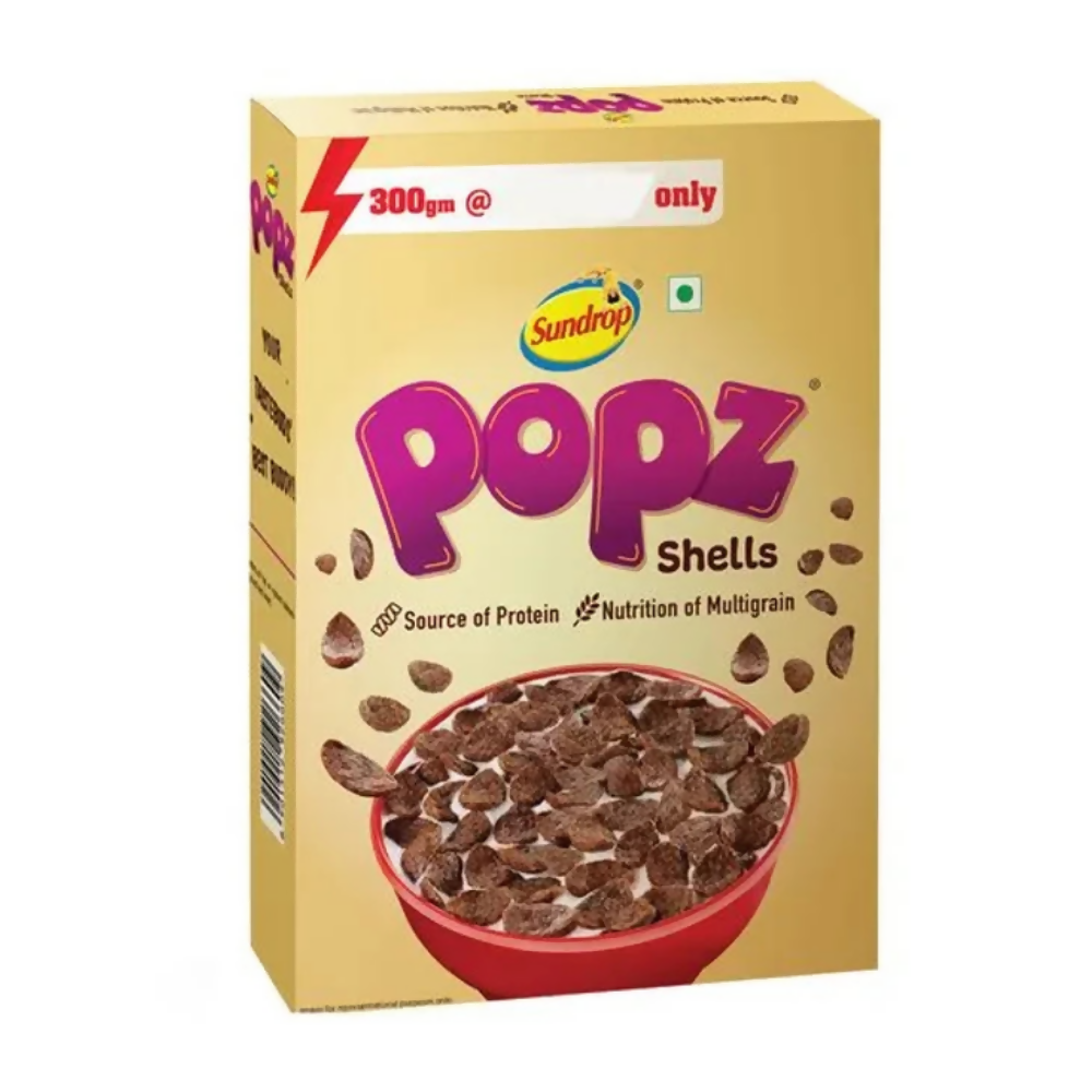 Sundrop Popz Shells Breakfast Cereal - Multi Grain Choco Flakes, Choco Fills - Dista