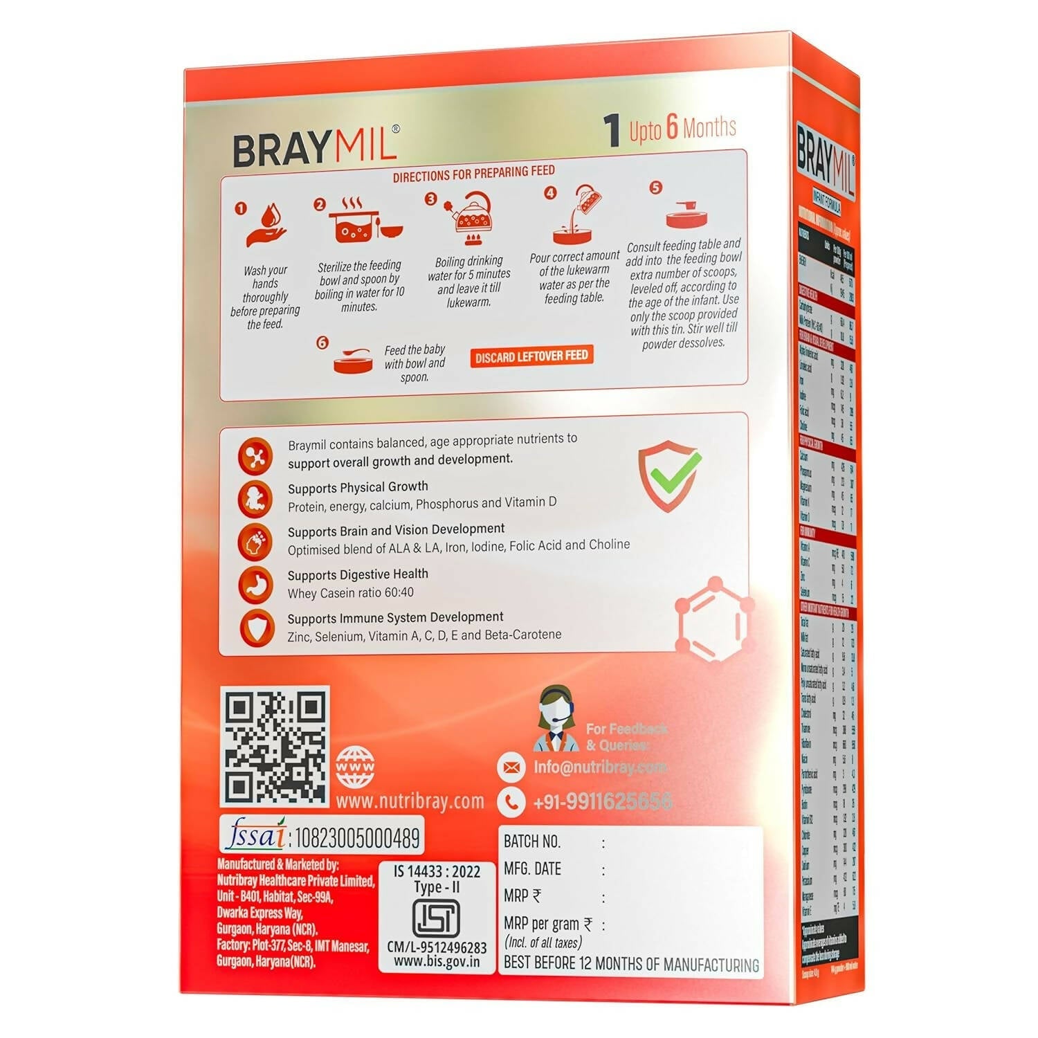 Braymil 1 Infant Formula Milk Powder (Upto 6 Months) Braymil