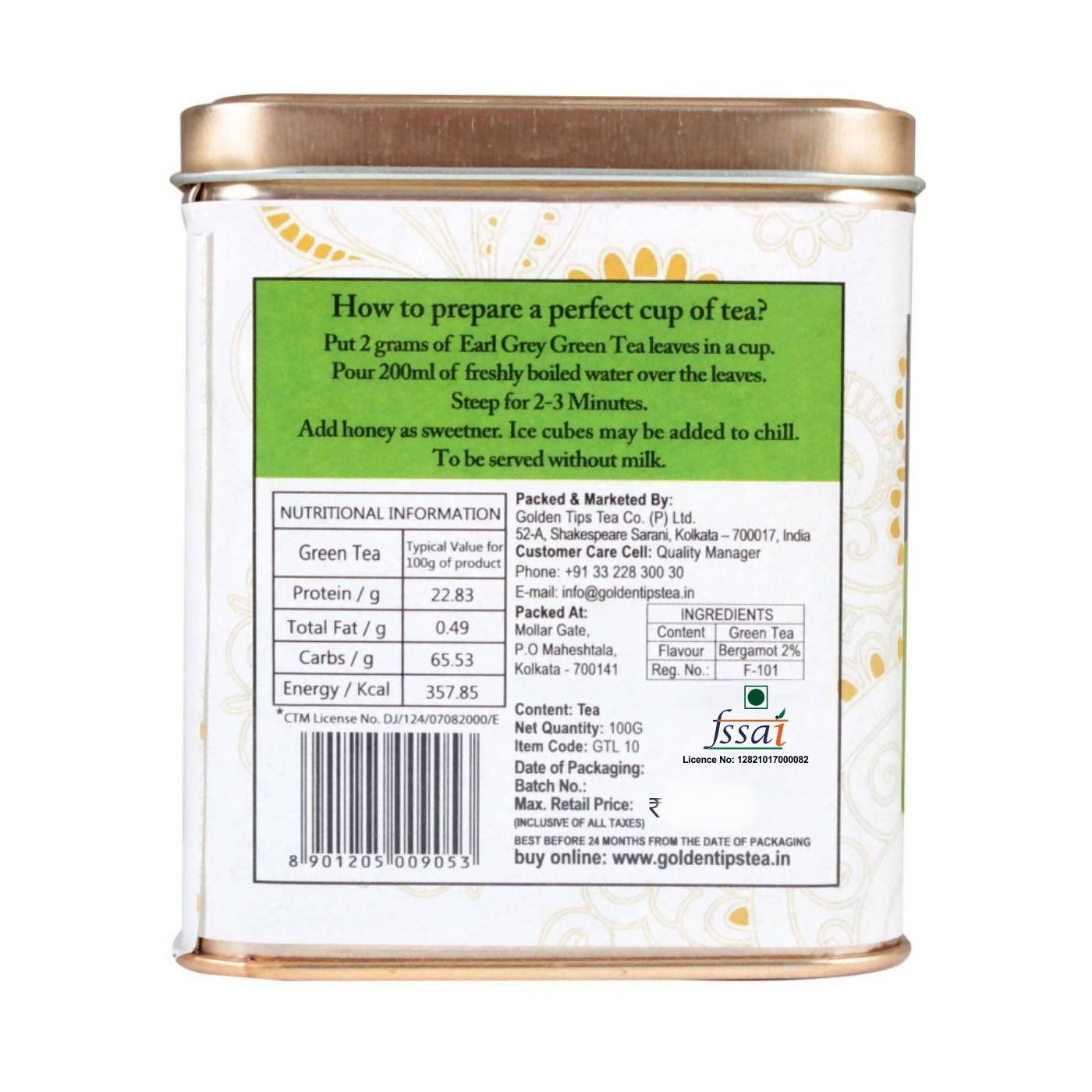 Golden Tips Earl Grey Green Tea - Tin Can Golden Tips