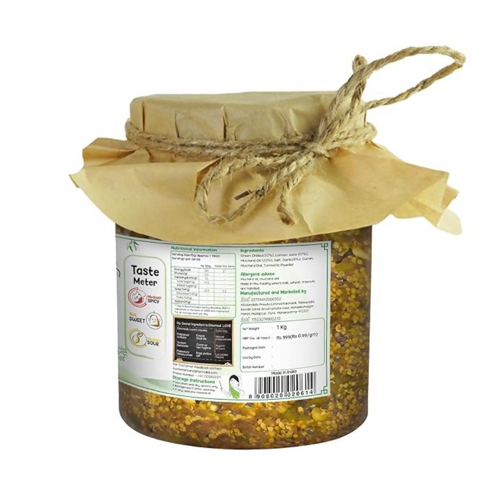 FarmDidi Spicy Green Chilli Pickle - Spicy FarmDidi