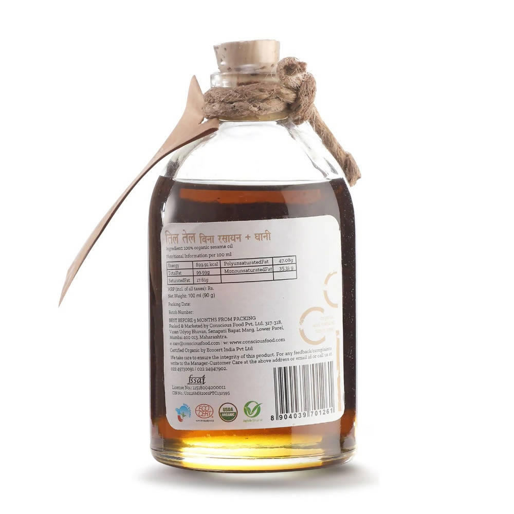 Conscious Food Organic Cold Pressed Sesame Oil Conscious Food