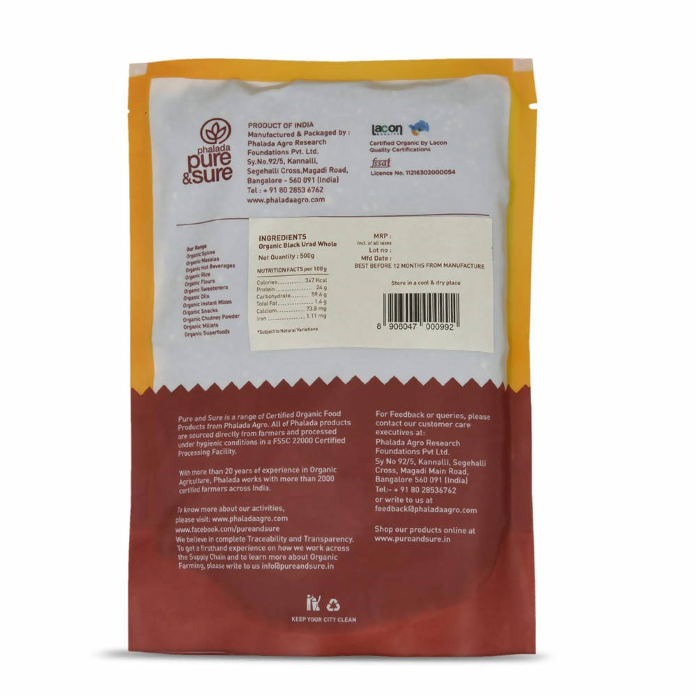 Pure & Sure Black Urad Dal Whole Organic Pulses Pure & Sure