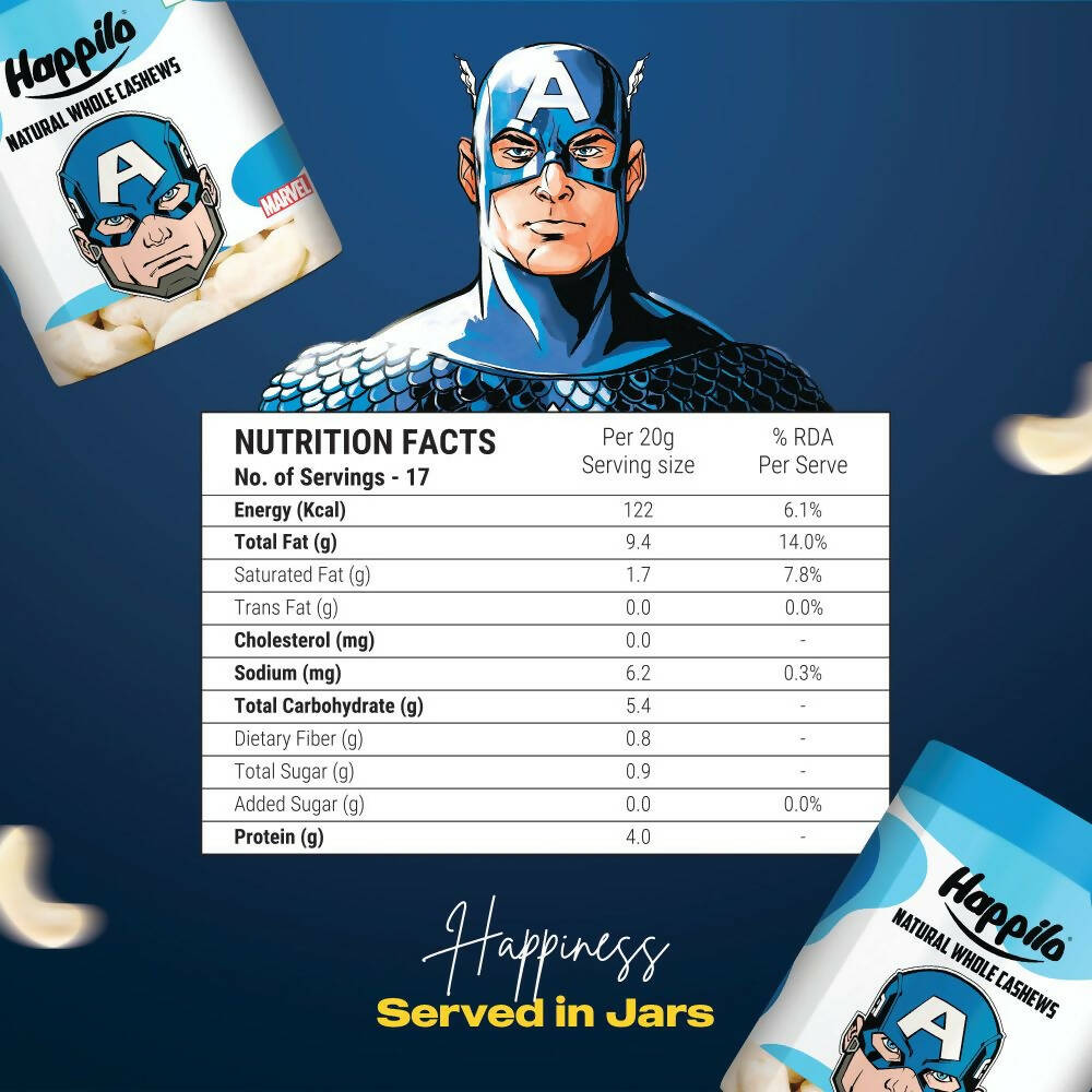 Happilo Natural Whole Cashews-Marvel Captain America Edition Happilo