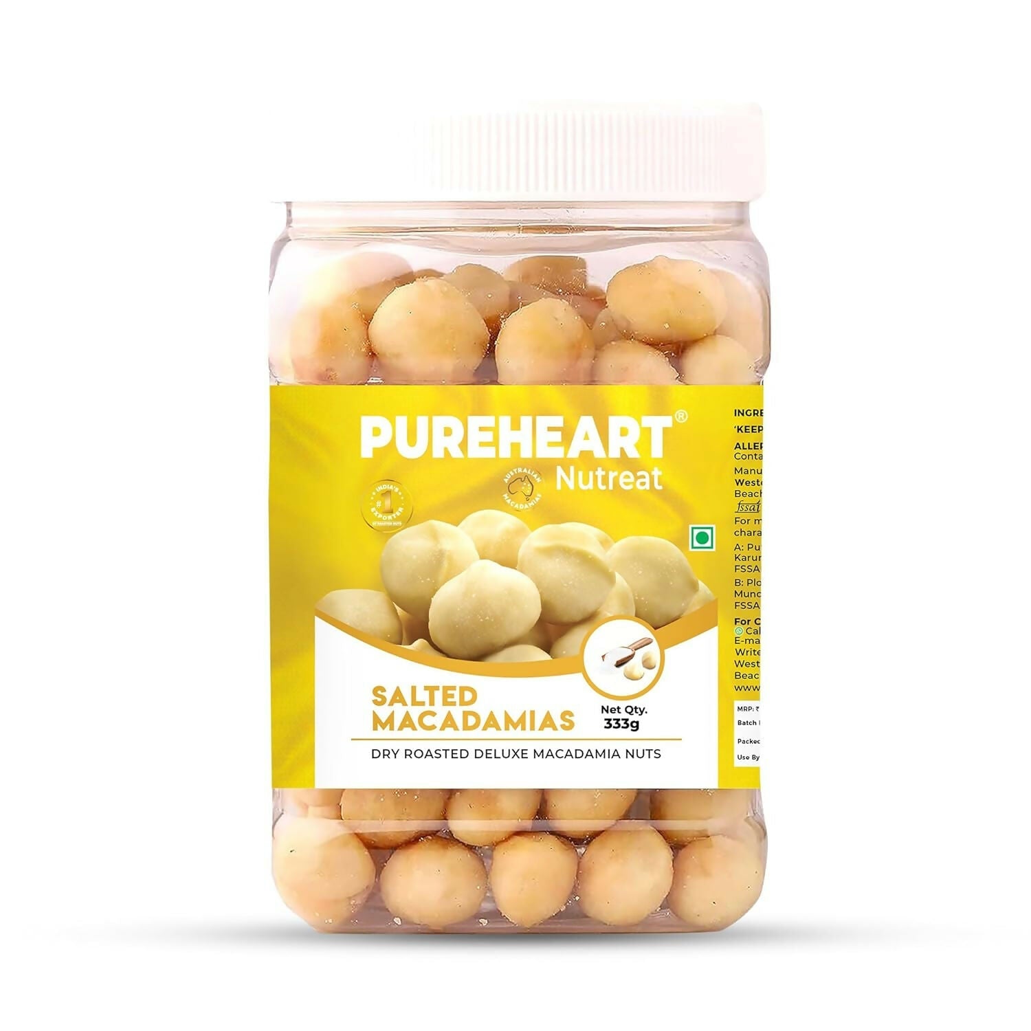 Pureheart Nutreat Salted Macadamia|Premium Dry Roasted Macadamia Nuts - Safuron
