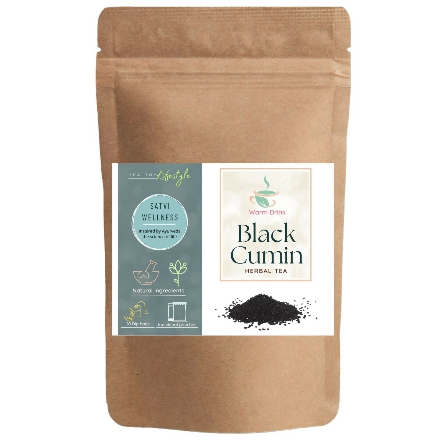 Satvi Wellness Black seed tea | Black cumin tea | Nigella seed tea | Kalonji seed tea | Herbal tea Satvi Wellness