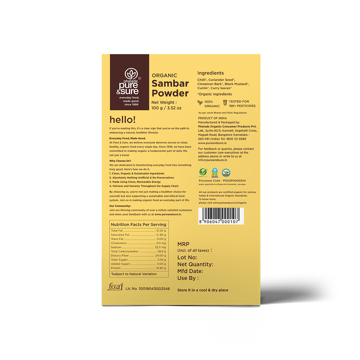Pure & Sure Organic Sambar Powder Pure & Sure
