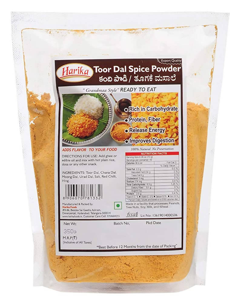 Harika Toor Dal Spice Powder - Safuron