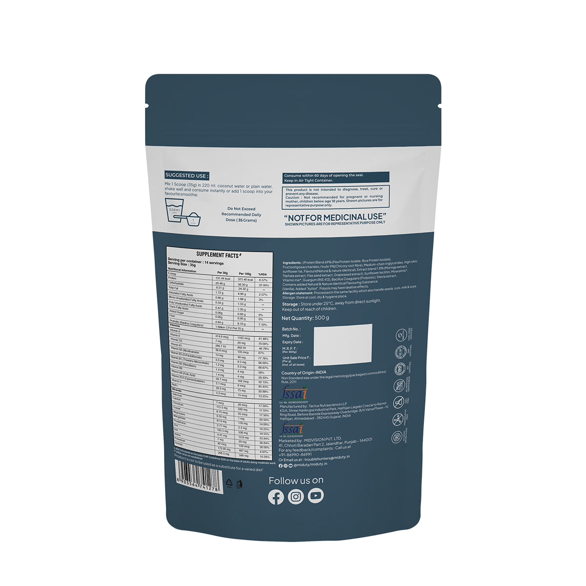 Miduty by Palak Notes Shapeme Up Plant Protein Powder Palak Notes